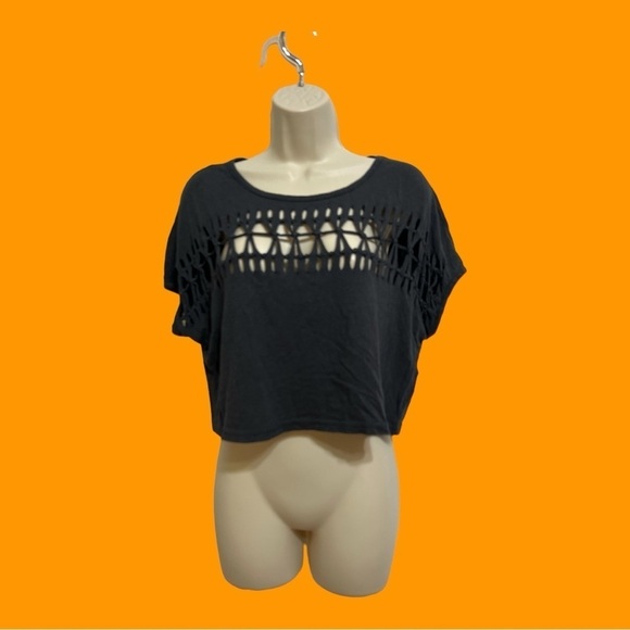 Poly & Esther Charcoal Crop Top Crocheted Fabric Design for Cami or Bikini M - Picture 1 of 7